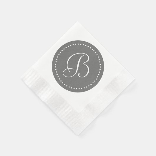 Grijs/Wit Stip Monogram Servetten (Hoek)