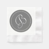 Grijs/Wit Stip Monogram Servetten (Voorkant)