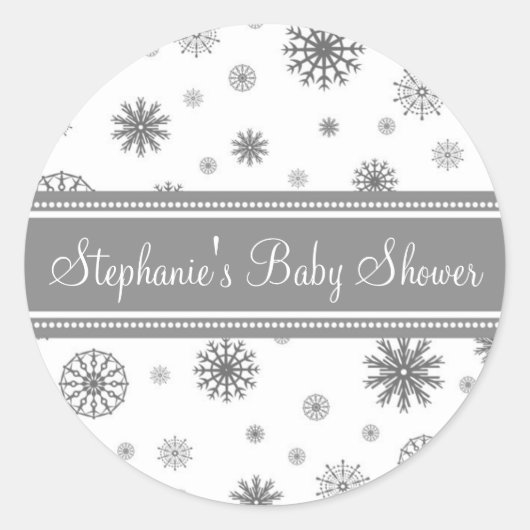 Grijs Wit Winter Baby shower Favor Stickers (Voorkant)