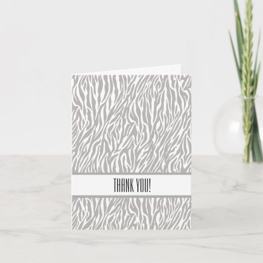 Grijs Wit Zebra Print Dank u Bedankkaart (Voorkant)