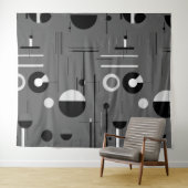 Grijs wit zwart, grillige vormen modern design wandkleed (In Situ (horizontaal))