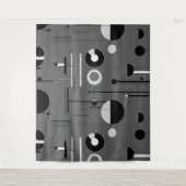 Grijs wit zwart, grillige vormen modern design wandkleed (Voorkant)