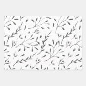 Grijs-witte botanische inpakpapier set vel (Voorkant 2)