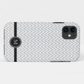 Grijs witte chevron monogram iphone 5 hoes (Achterkant (horizontaal))