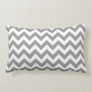Grijs & Witte Chevron Strepen Kussen
