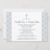 Grijs-witte Damask Eerste Communie Kaart (Voorkant)