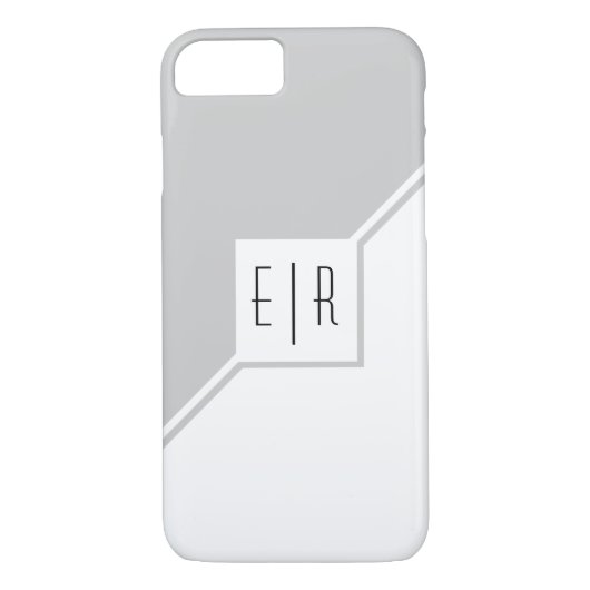 Grijs, witte driehoeken, monogram moderne geometri Case-Mate iPhone case (Achterkant)