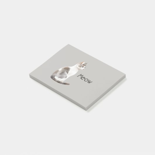 Grijs Witte Kat Post-it® Notes (Schuin)