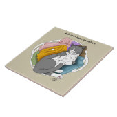 Grijs Witte Kattenhaar Wasmachine Tegeltje (Zijkant)