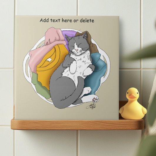 Grijs Witte Kattenhaar Wasmachine Tegeltje