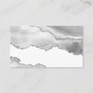 Grijs Witte Marmer Agaat Minimal Zilver Glitter Visitekaartje