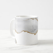 Grijs Witte Marmer Agate Verfijnde Gouden Glitter Koffiemok (Voorkant links)