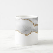 Grijs Witte Marmer Agate Verfijnde Gouden Glitter Koffiemok (Center)