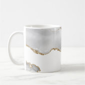 Grijs Witte Marmer Agate Verfijnde Gouden Glitter Koffiemok (Links)