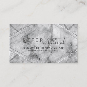 Grijs & Witte Marmer REFER A FRIEND Klantenkaart Aanbevelingskaartje