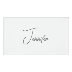 Grijs Witte Moderne Minimalistische Handgeschreven Naambadge