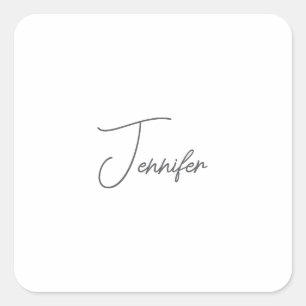 Grijs Witte Moderne Minimalistische Handgeschreven Vierkante Sticker