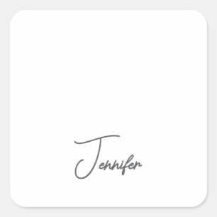 Grijs Witte Moderne Minimalistische Handgeschreven Vierkante Sticker