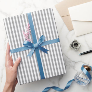 Grijs & Witte Strepen Cadeaupapier