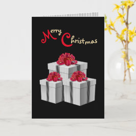 Grijs Witte Strepen Rode Strik Cadeauboxen op Zwar Kaart