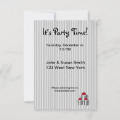 Grijs Witte Strepen Rood Lint Cadeaus op Zwart Kaart (Achterkant)