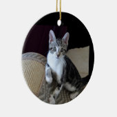 Grijs/witte tabby katje ornament (Rechts)