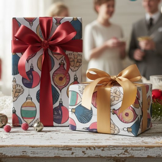 grijs Xmas Ornamenten inpakpapier