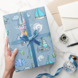 Grijs zeilboot inpakpapier