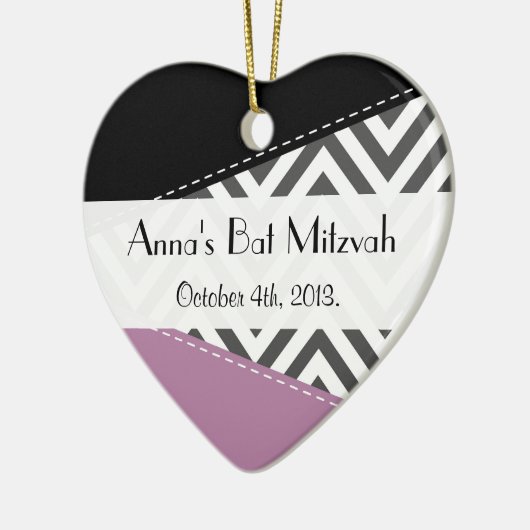 Grijs zigzag, Chevron, Zigzag Patroon, Vleermuis M Keramisch Ornament (Links)