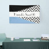 Grijs zigzag, Chevron, Zigzag Pattern, Sweet 16 Spandoek (Beurs)