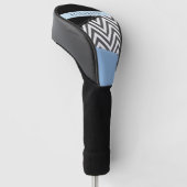 Grijs zigzag, Grijs Chevron, Blauw, Jouw naam Golfheadcover (Schuin)