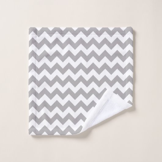 Grijs zigzag, Grijs Chevron, Geometrisch Patroon Bad Handdoek (Wasdoekje)