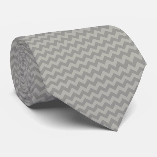 Grijs zigzag, Grijs Chevron, Geometrisch Patroon Stropdas (Opgerold)