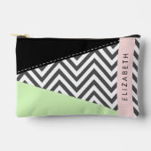 Grijs zigzag, Grijs Chevron, Mint, Jouw naam Etui (Voorkant)