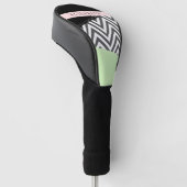 Grijs zigzag, Grijs Chevron, Mint, Jouw naam Golfheadcover (Schuin)