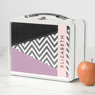 Grijs zigzag, Grijs Chevron, Paarse, Jouw naam