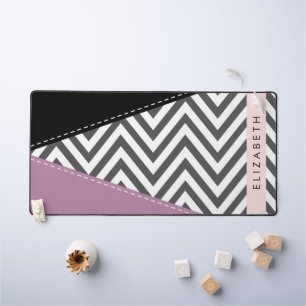 Grijs zigzag, Grijs Chevron, Paarse, Jouw naam Bureaumat