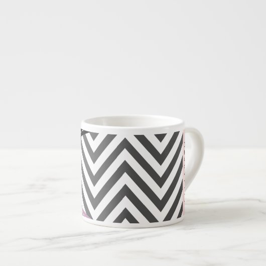 Grijs zigzag, Grijs Chevron, Paarse, Jouw naam Espresso Kop (Voorkant rechts)