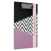 Grijs zigzag, Grijs Chevron, Paarse, Jouw naam Klembord (Rechts)