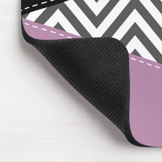 Grijs zigzag, Grijs Chevron, Paarse, Jouw naam Muismat (Hoek)