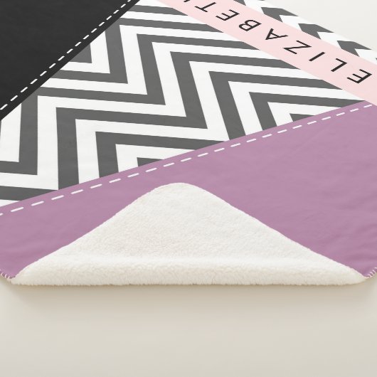 Grijs zigzag, Grijs Chevron, Paarse, Jouw naam Sherpa Deken (3/4)