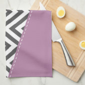 Grijs zigzag, Grijs Chevron, Paarse, Jouw naam Theedoek (Quarter Fold)