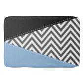 Grijs zigzag, Grijs Chevron, Zigzag Pattern, Blauw Badmat (Voorkant)