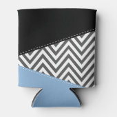 Grijs zigzag, Grijs Chevron, Zigzag Pattern, Blauw Blikjeskoeler (Voorkant)