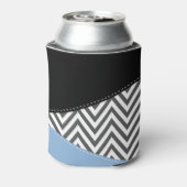 Grijs zigzag, Grijs Chevron, Zigzag Pattern, Blauw Blikjeskoeler (Blikje Achterkant)