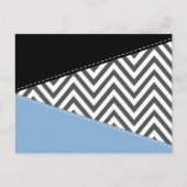 Grijs zigzag, Grijs Chevron, Zigzag Pattern, Blauw Briefkaart (Voorkant)