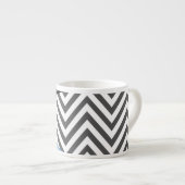 Grijs zigzag, Grijs Chevron, Zigzag Pattern, Blauw Espresso Kop (Voorkant rechts)