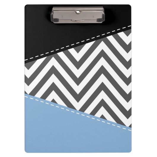 Grijs zigzag, Grijs Chevron, Zigzag Pattern, Blauw Klembord (Voorkant)