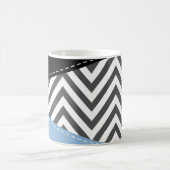 Grijs zigzag, Grijs Chevron, Zigzag Pattern, Blauw Koffiemok (Center)