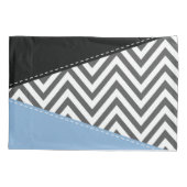 Grijs zigzag, Grijs Chevron, Zigzag Pattern, Blauw Kussensloop (Achterkant)